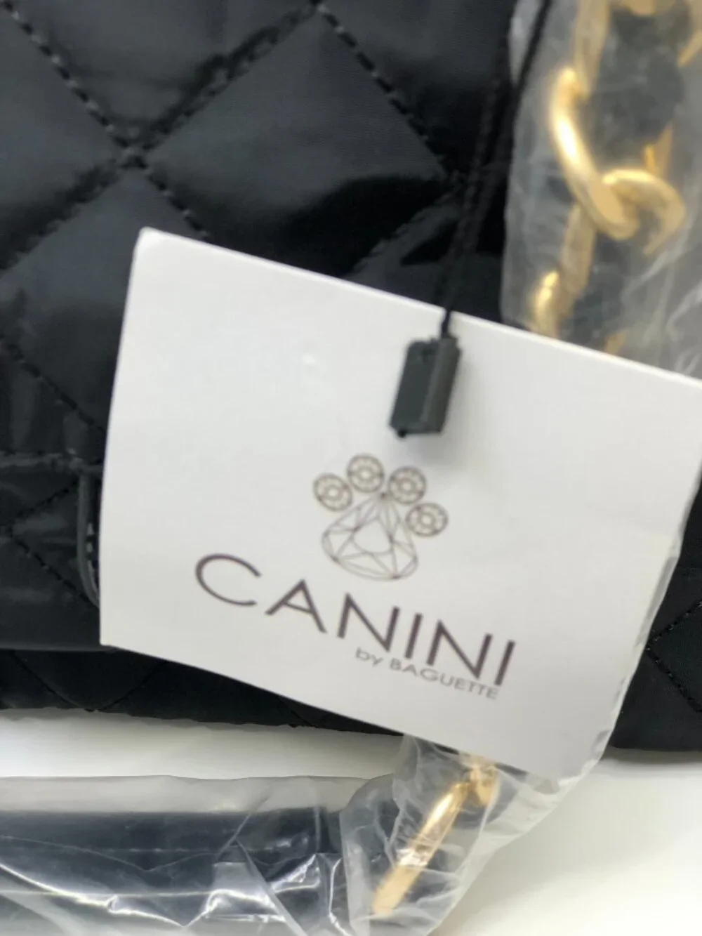 Canini by Baguette Quilted Black Pet Carrier Dog Travel Bag 18x9x10 in, NWT!